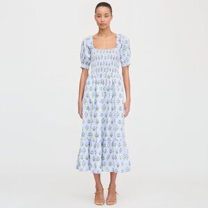 Hill House Blue Floral Midi Dress BNWT